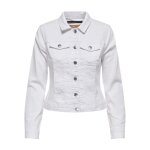 Veste en jean court col italien blanc demi