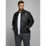 Veste de motard en simili - cuir capuche manches longues noir