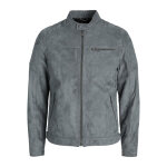 Veste de motard en simili - cuir col motard manches longues gris fonc vert