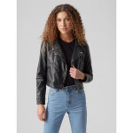 Veste de motard en simili - cuir col motard manches longues noir trix