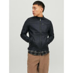 Veste de motard en simili - cuir col motard manches longues noir zane