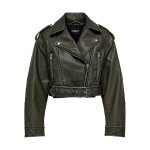 Veste de motard en simili - cuir court col motard noir ella