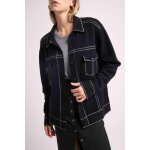 Veste oversize cachemire jade noir et coutures grises
