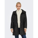 Veste de pluie imperméable à l'eau capuche cordon de serrage à l'ourlet noir Veste de pluie imperméable à l'eau capuche cordon de serrage à l'ourlet noir
