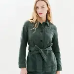 Veste saharienne en coton kaki