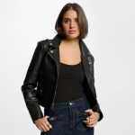 Veste en simili cuir femme morgan noir