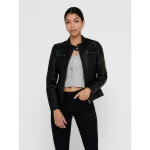 Veste en similicuir col motard manches longues dtail matelasss noir trix