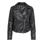 Veste en similicuir col motard noir maud