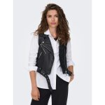 Veste en similicuir col motard sans manches noir Veste en similicuir col motard sans manches noir