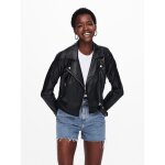 Veste en similicuir col  revers manches longues dtail matelasss noir