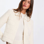 Veste en tweed uni ivoire