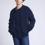 Veste zippe bleu marine en cachemire