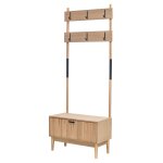 Vestiaire entre bois et metal porte manteau marron