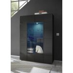 Vitrine avec 2 portes en verre dama laqu anthracite brillant