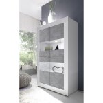 Vitrine 4 portes basic blanc et dcor beton