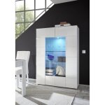 Vitrine laque blanc brillant 2 portes en verre dama