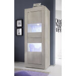 Vitrine moderne 2 portes basic dcor chene pin
