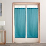 Voilage droit bleu canard carlo