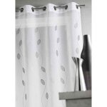 Voilage en �tamine brod�e gris 140x260 cm aloes