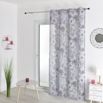 Voilage etamine imprim�e gris perle 140x240