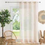 Voilage etamine rayure bicolore - ocre