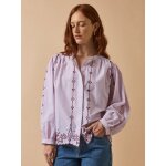 Blouse brode contraste coton femme