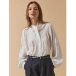 Blouse coton brod et dentelle femme