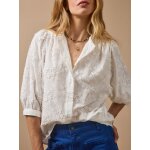 Blouse coton brod�e fleurs 3d femme