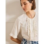 Blouse en crpon jabot volant femme