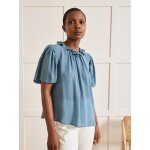 Blouse viscose satine femme col volant