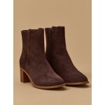Boots crote de cuir femme talon carr