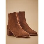Boots crote de cuir femme talon carr