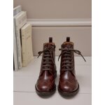 Bottines cuir bout fleuri femme