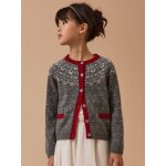 Cardigan jacquard en laine fille