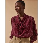 Chemise col lavallire femme viscose imprim pois