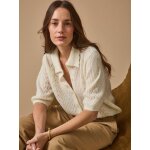 Gilet col polo femme avec laine et mohair