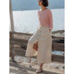 Jupe longue boutonn�e femme lin et viscose