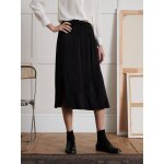 Jupe mi - longue fendue cr�pe satin� femme