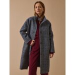 Manteau col montant drap de laine carreaux femme