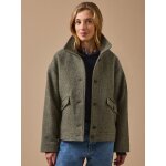 Manteau court lainage chevrons femme