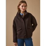 Manteau court lainage uni femme