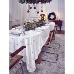 Nappe broderie dore en coton tram aspect lin