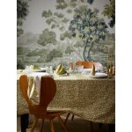 Nappe fleurie en coton tram aspect lin