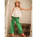 Pantalon large fille en coton et lin