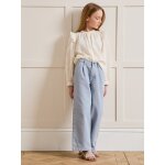 Pantalon large fille en denim couleur