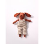 Peluche chien en velours avec salopette