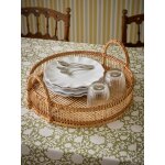 Plateau rond en bambou et rotin - grand modle