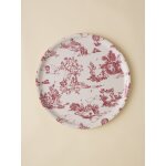 Plateau rond en bois esprit toile de jouy