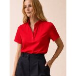 Polo maille piqu�e col volant� femme
