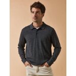 Pull fin col polo laine mrinos homme